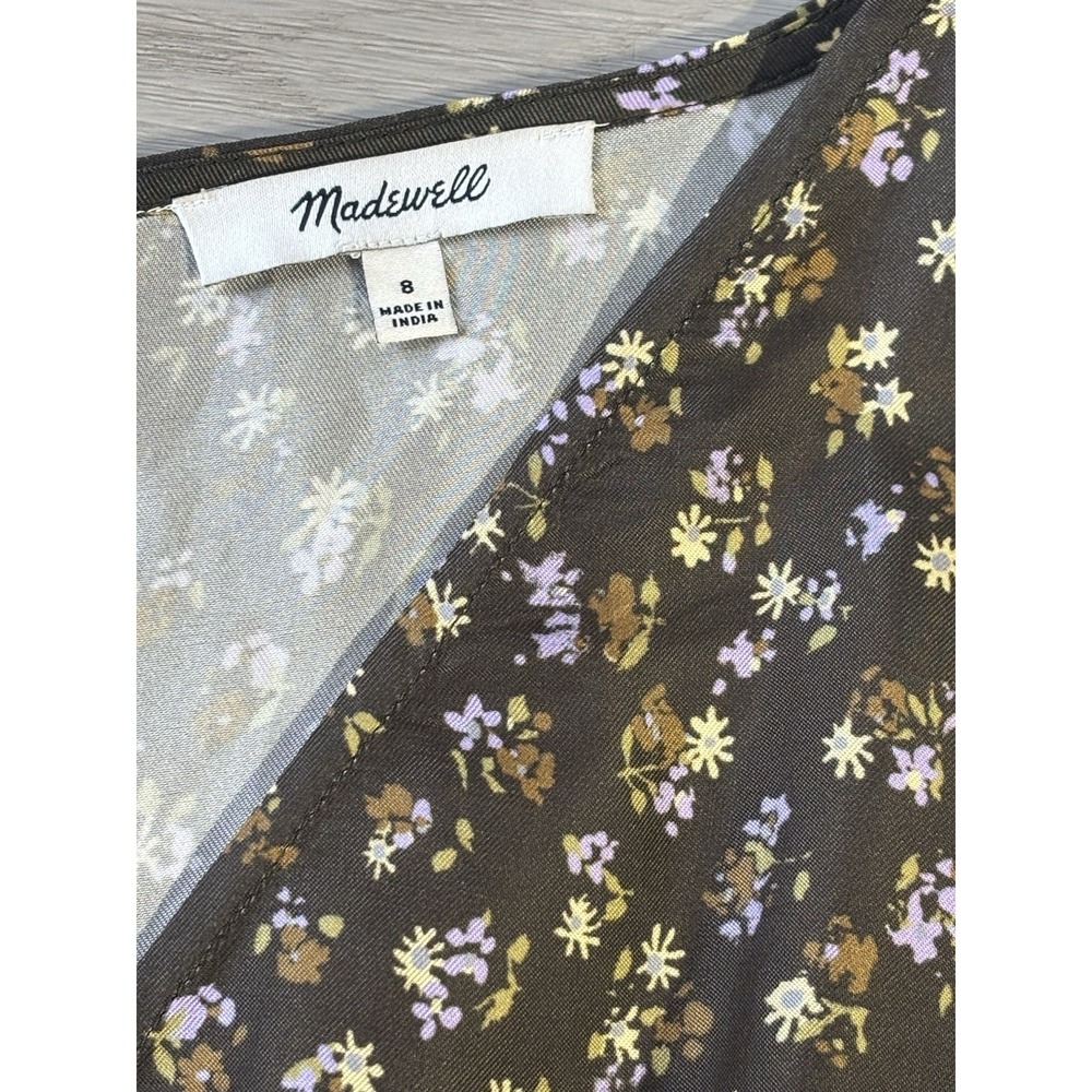 Madewell Dark green and Cream Patterned Midi Dress Size 8 - Picture 4 of 9